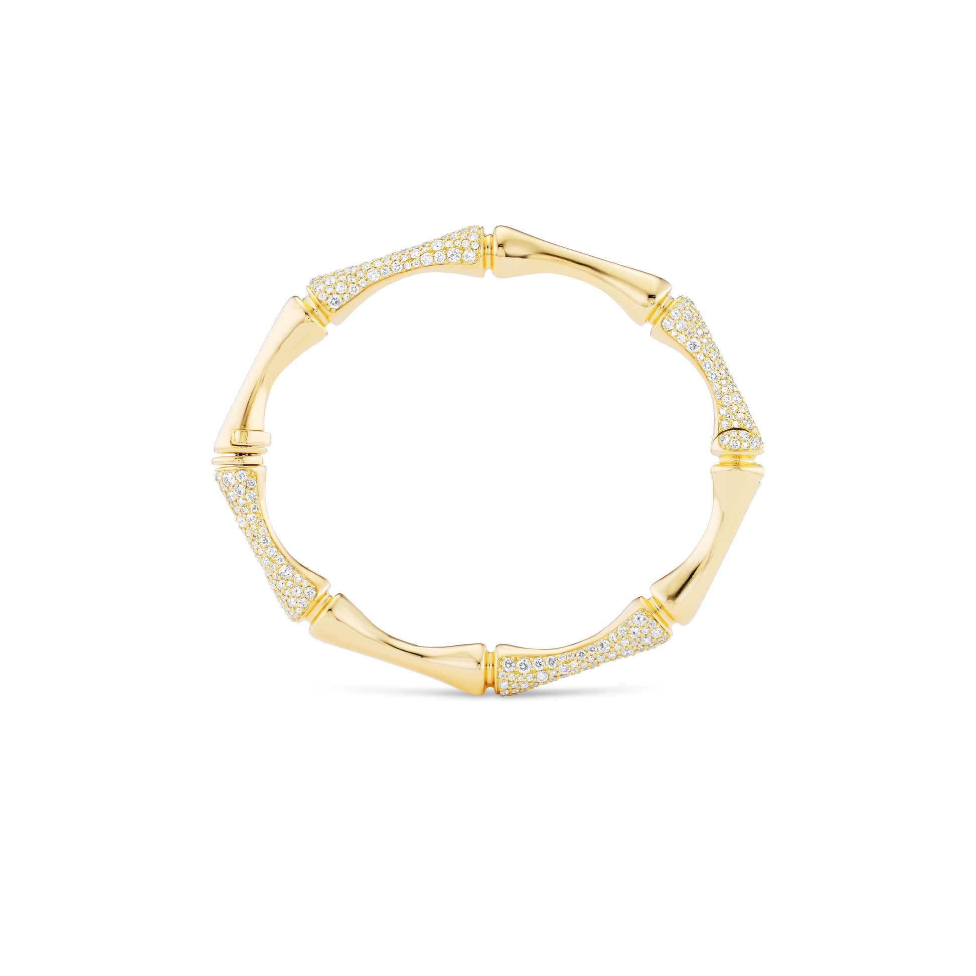 Gold bracelet with diamond accents on a white background