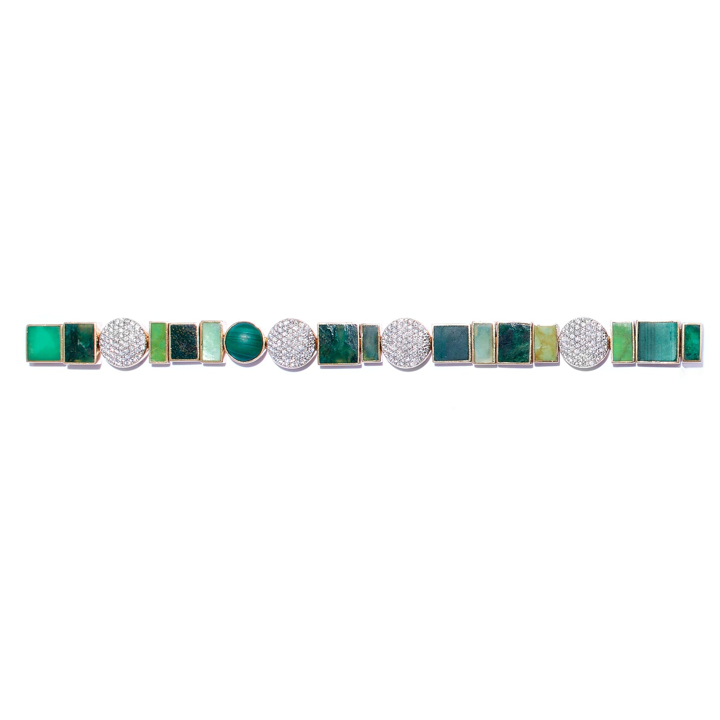 Diamond Geometric Stacking Bracelet by Grace Winfrey featuring geometric patterns adorned with diamonds.