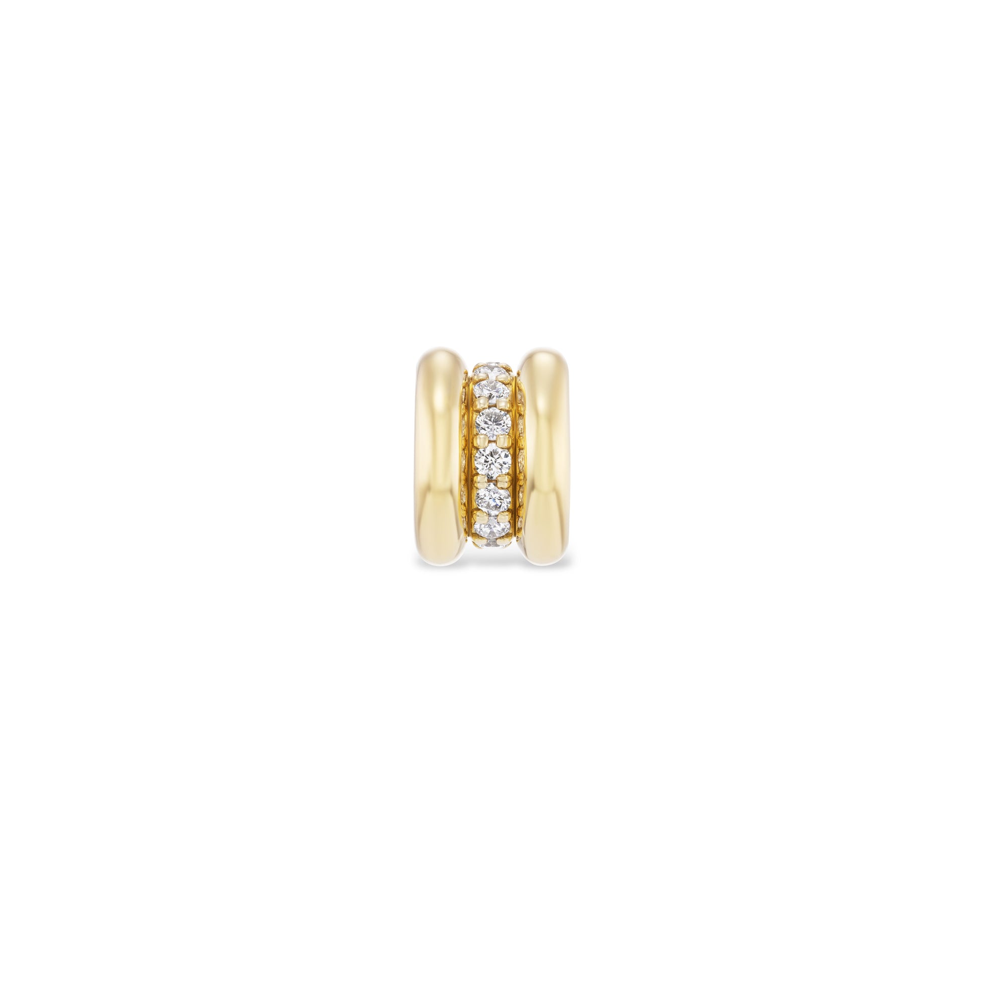 Gold charm with embedded diamonds on a white background