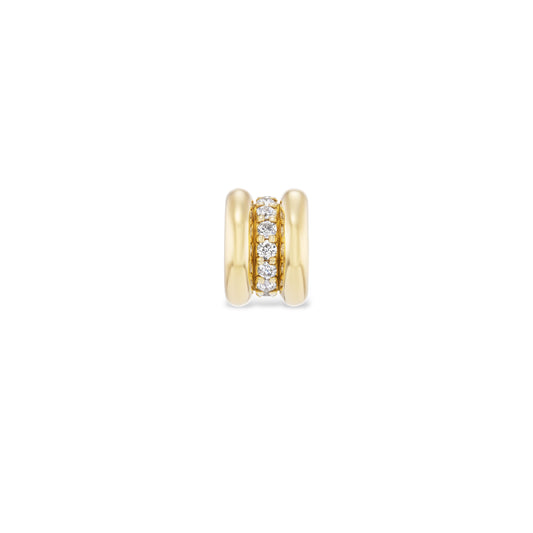Gold charm with embedded diamonds on a white background