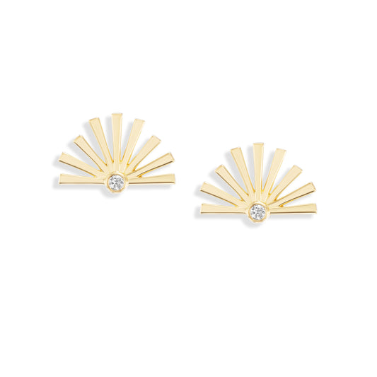 Gold Sun Ray Studs