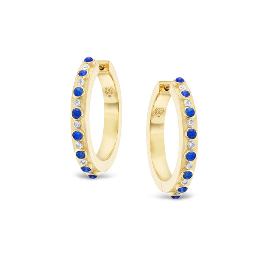 Trio Hoops with Lapis and Diamonds