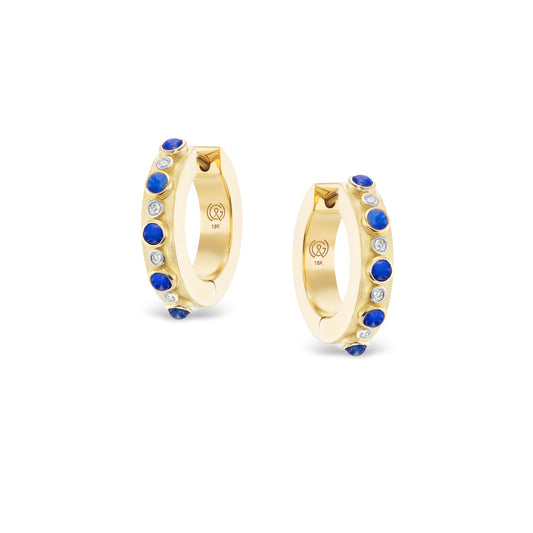 Trio Huggies with Lapis and Diamonds