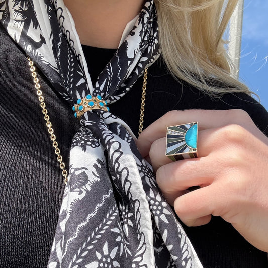 Sun Ray Ring with Turquoise Center