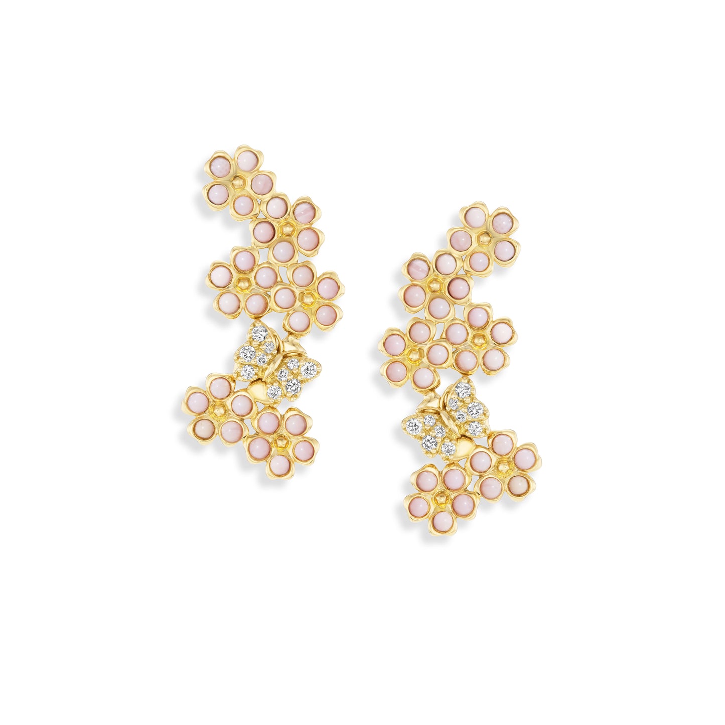 Blossom Earrings with Pink Opals and Butterflies