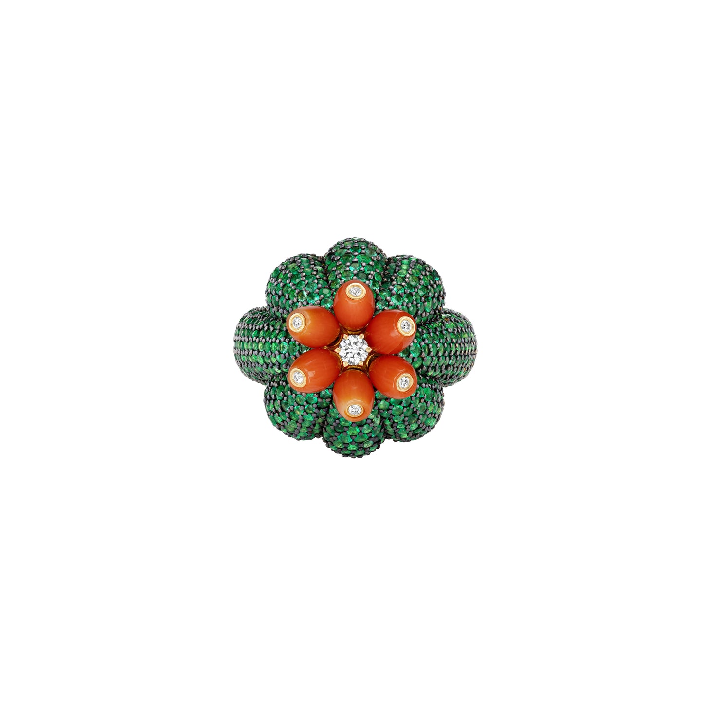 Pico Cactus Ring with a Coral Flower