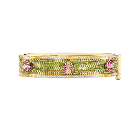 Pave Garden Bangle with Ladybugs