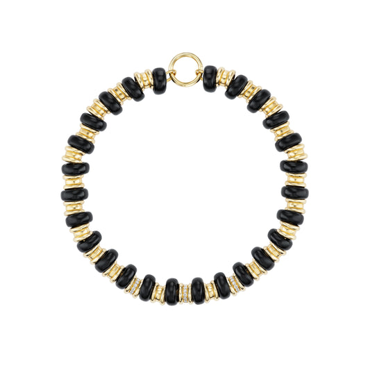 Lapis Rondelle and Diamond Necklace with Charm Clip