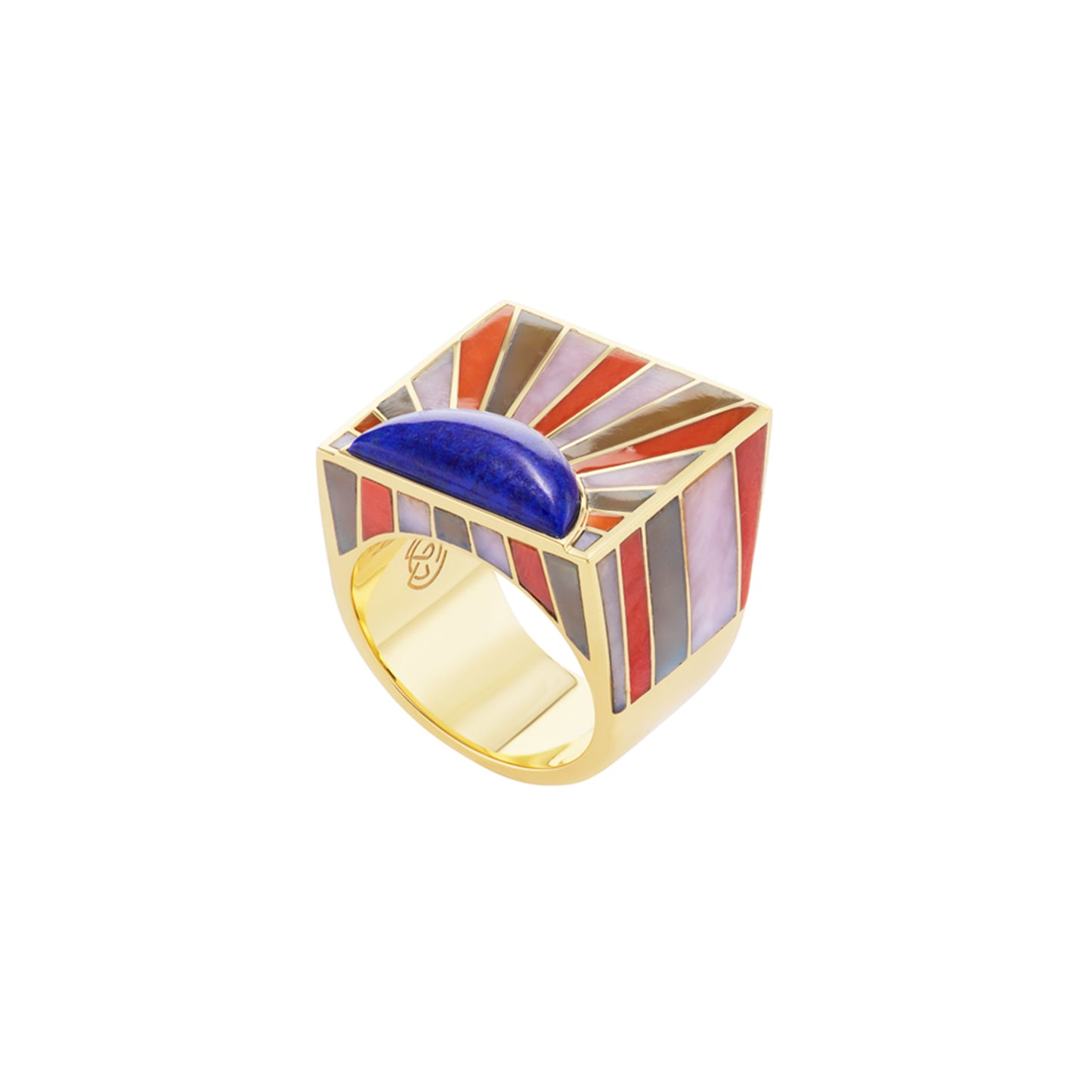 Sun Ray Ring with Lapis Center