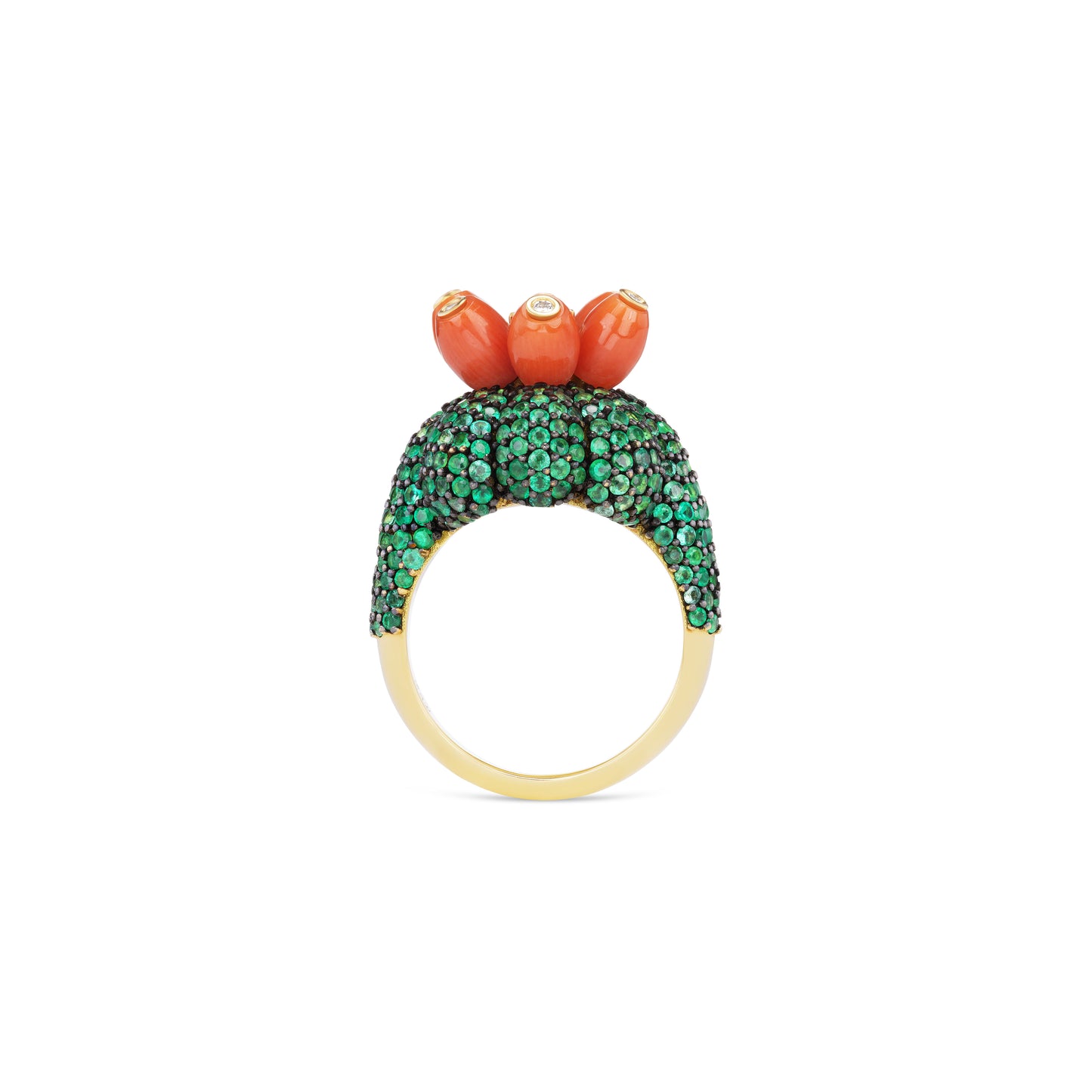 Pico Cactus Ring with a Coral Flower