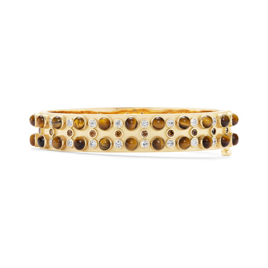 Trio Stone Cabochon Bangle with Tigers Eye
