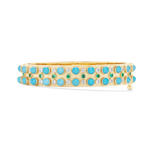 Trio Stone Cabochon Bangle with Turquoise