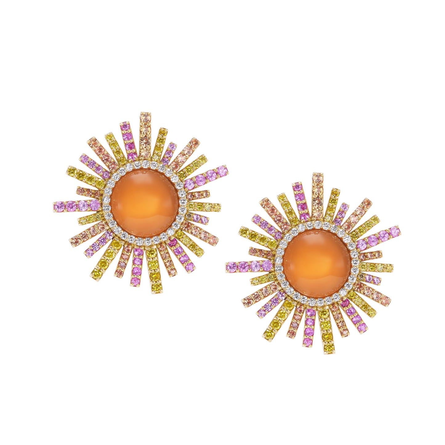 Sunray Earrings by Grace Winfrey with radiant designs emulating sun rays.