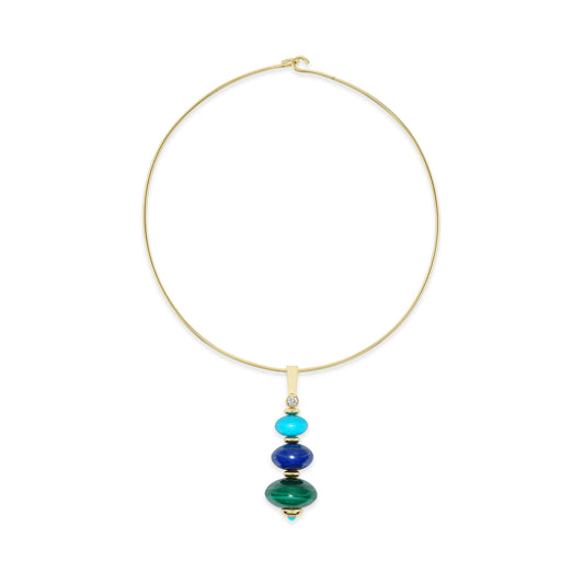 Root Pendant with Turquoise, Lapis, and Malachite