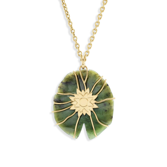 Carved Lily Pad with an Emerald and Green Diamond Frog