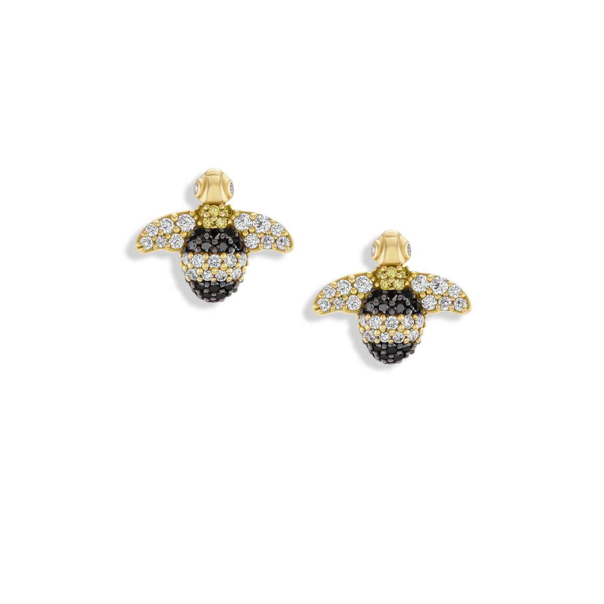 Bee earrings on a white background