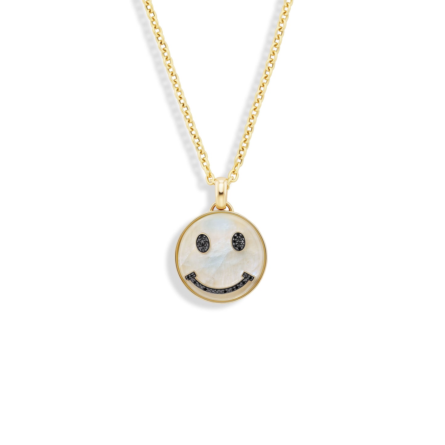 Smiley Face Pendant with Carved Moonstone