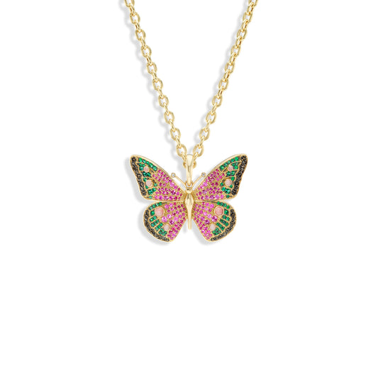Pink Buckeye Butterfly Pendant