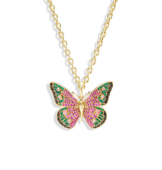 Pink Buckeye Butterfly Pendant