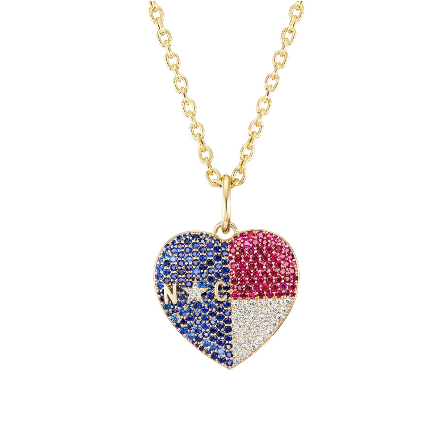 North Carolina Flag Heart Pendant