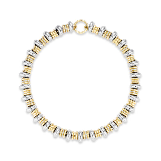 Platinum and Gold Rondelle Necklace with Diamonds