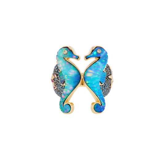 Opal Seahorse Ring