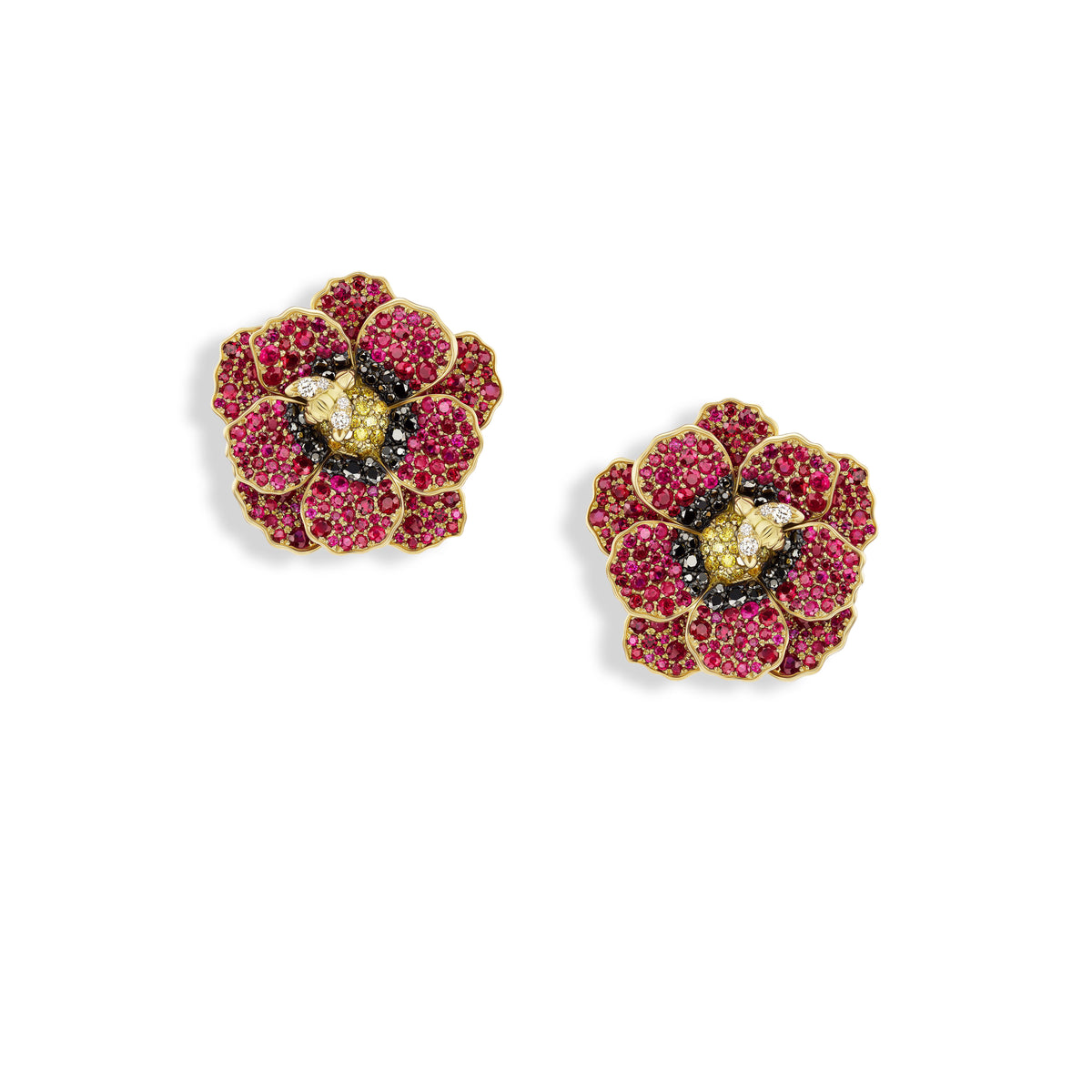 Poppy Flower earrings on white background
