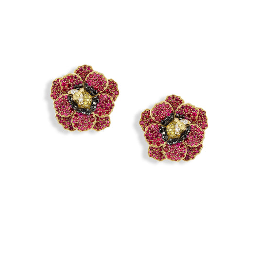 Poppy Flower earrings on white background