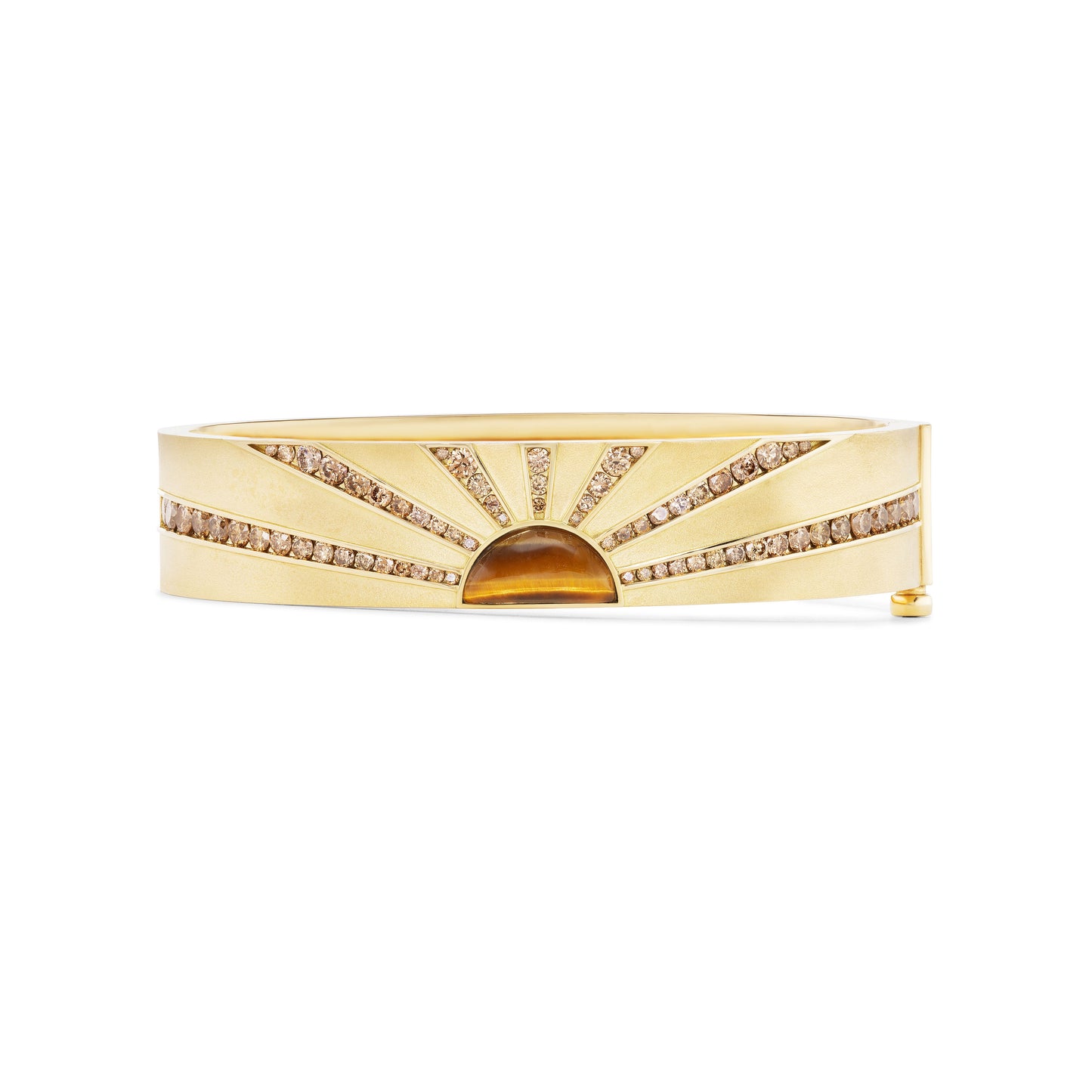 Gold bracelet with diamond accents on a white background