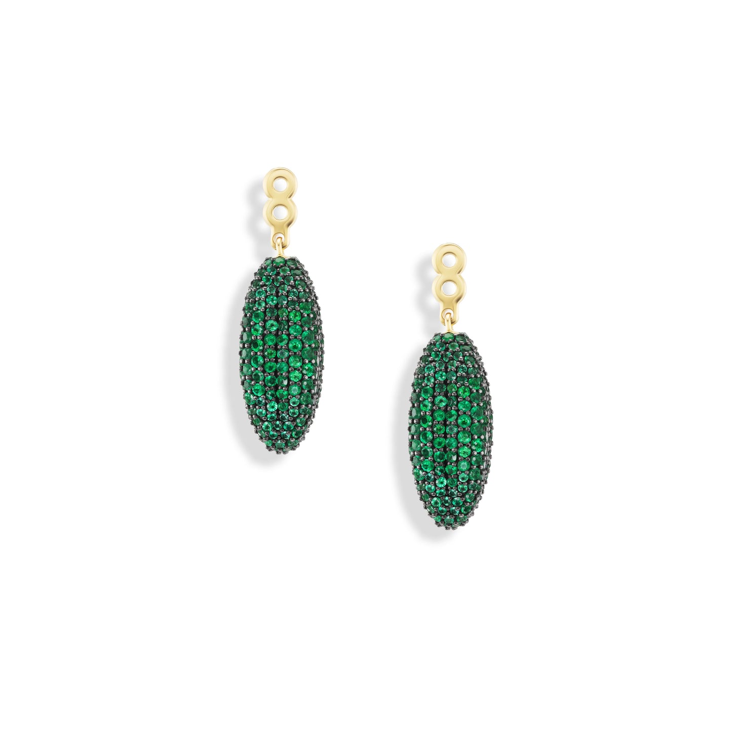Black crescent moon earrings on a white background