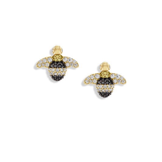 Bee earrings on a white background