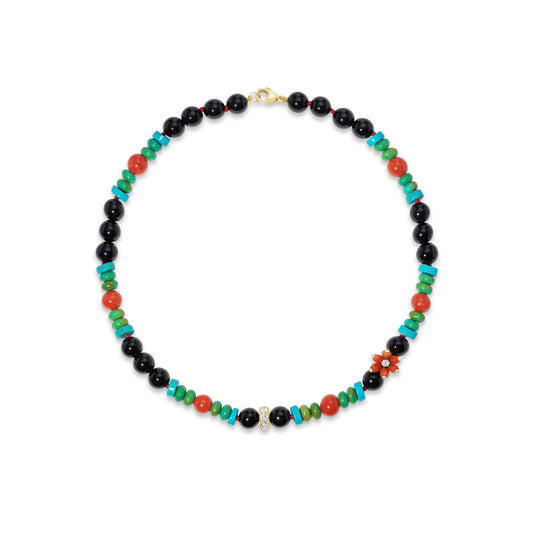 Beaded necklace with cactus detail.