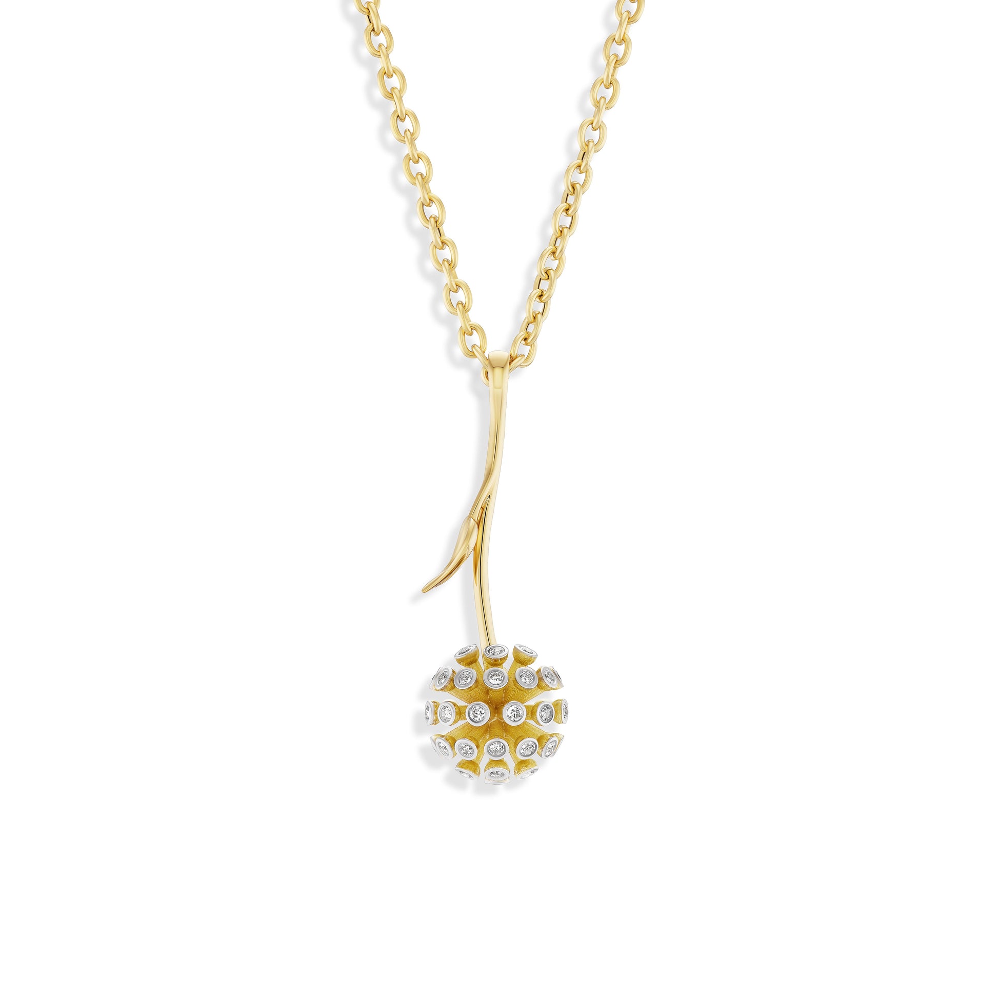 Dandelion pendant on gold chain