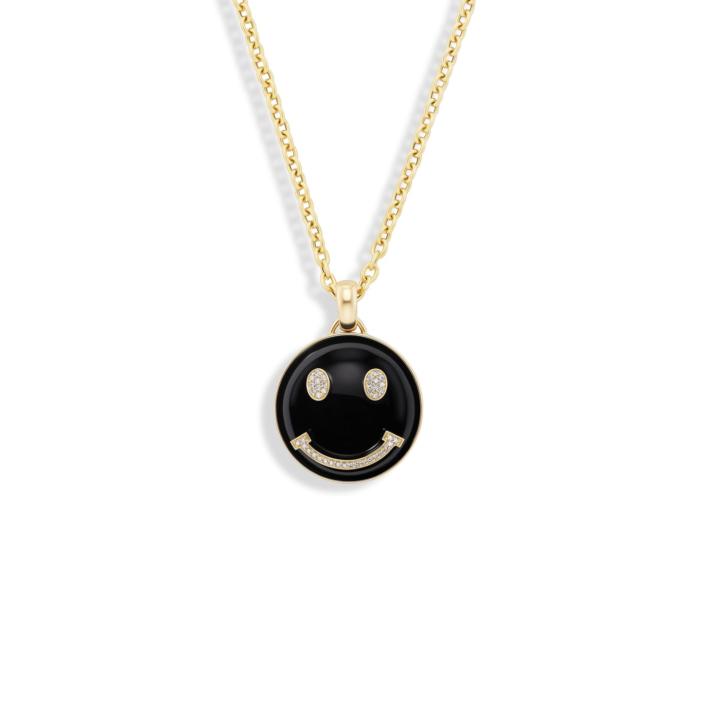 Smiley Face Pendant on gold chain