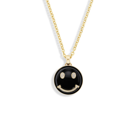 Smiley Face Pendant on gold chain