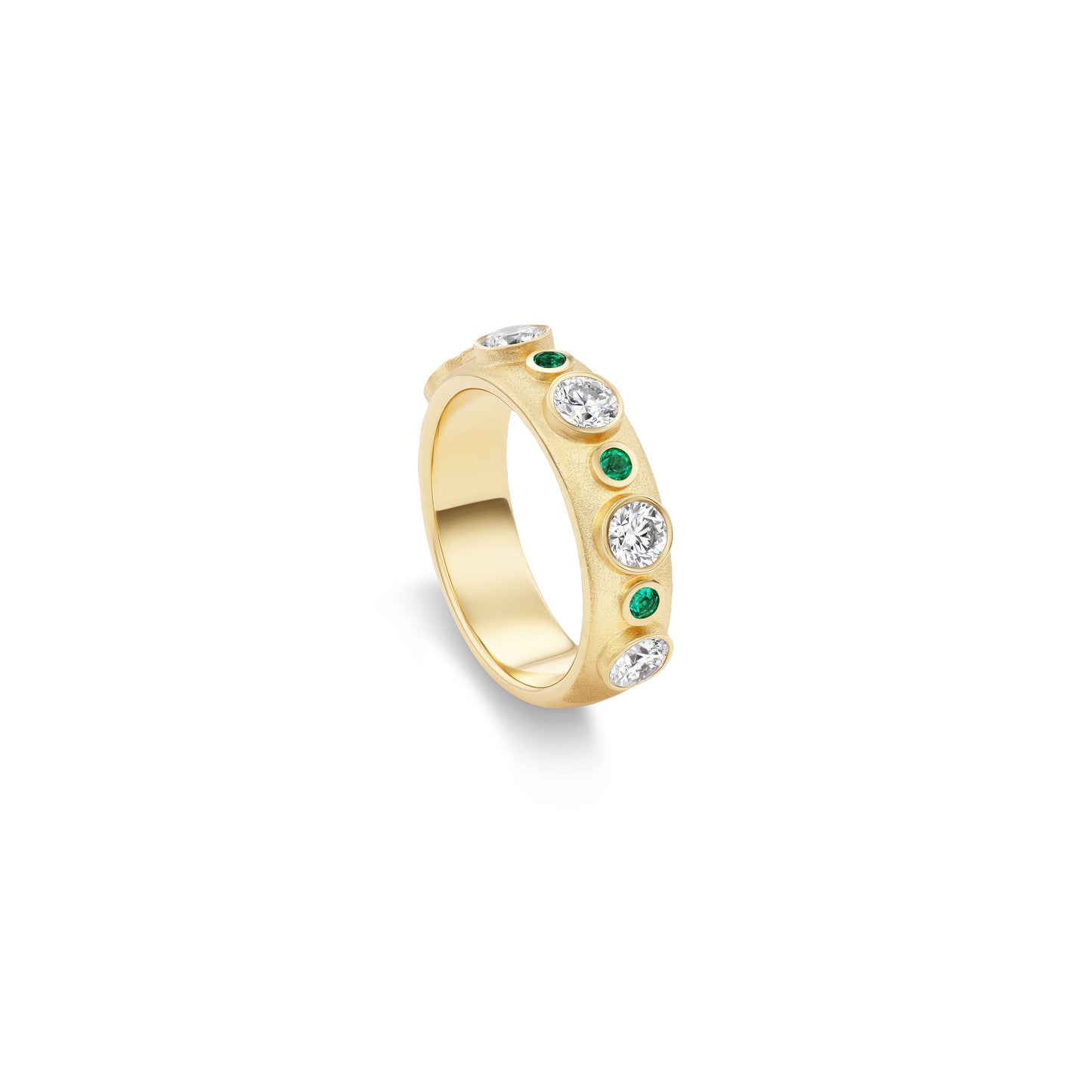 Diamond and Emerald Uno Ring